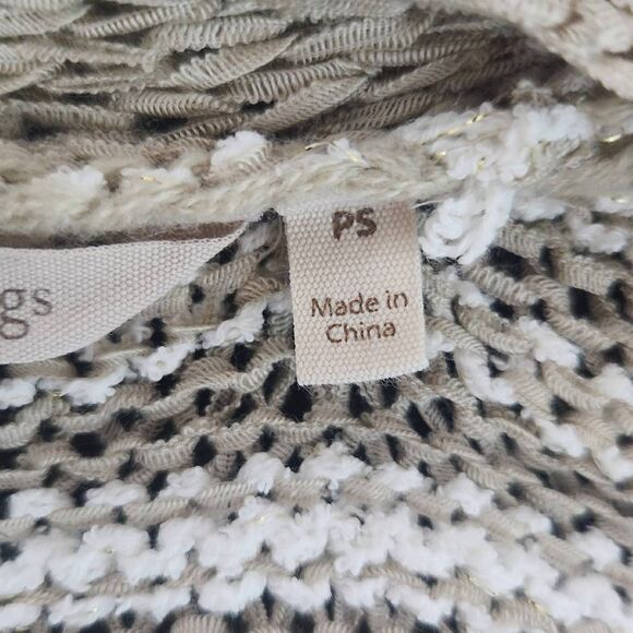 Soft Surroundings Tan and White Stripe Knit Cardigan Sweater Size Petite Small - Picture 7 of 9